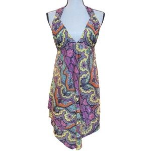 Becca by Rebecca Virtue Swimwear Pink Paisley Halter Beach Flowy Cover-up, Sm